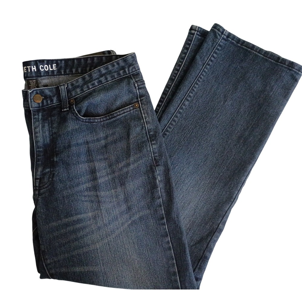 Kenneth Cole New York Mens 34x29 Dark Wash‎ Bootcut Denim Jeans Western Preppy